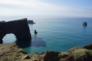 Dyrhólaey - view of arch from Vík church